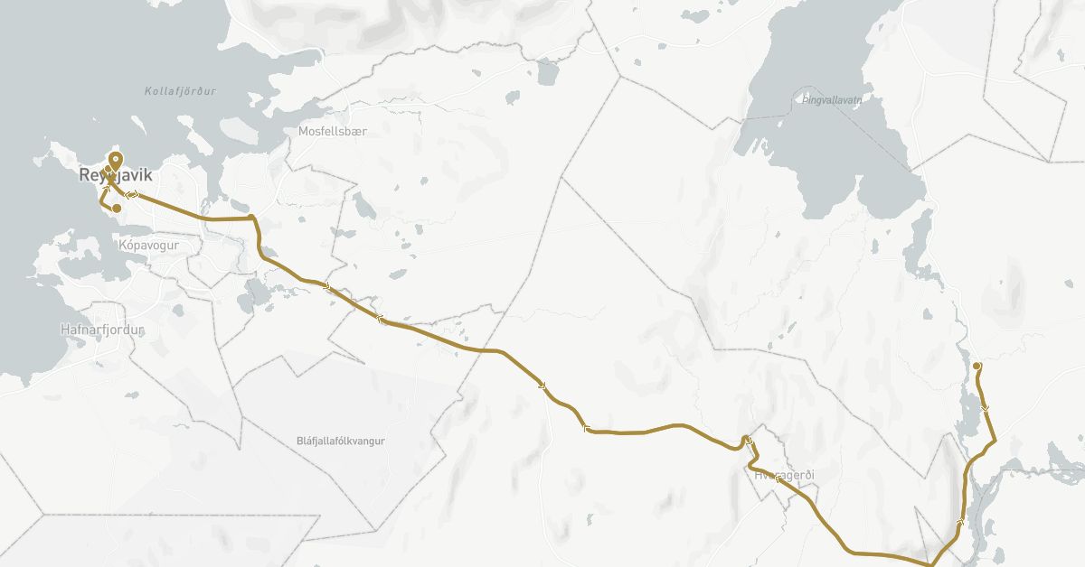 TravelMap itinerary: driving, private transfer in Iceland (Europe)
