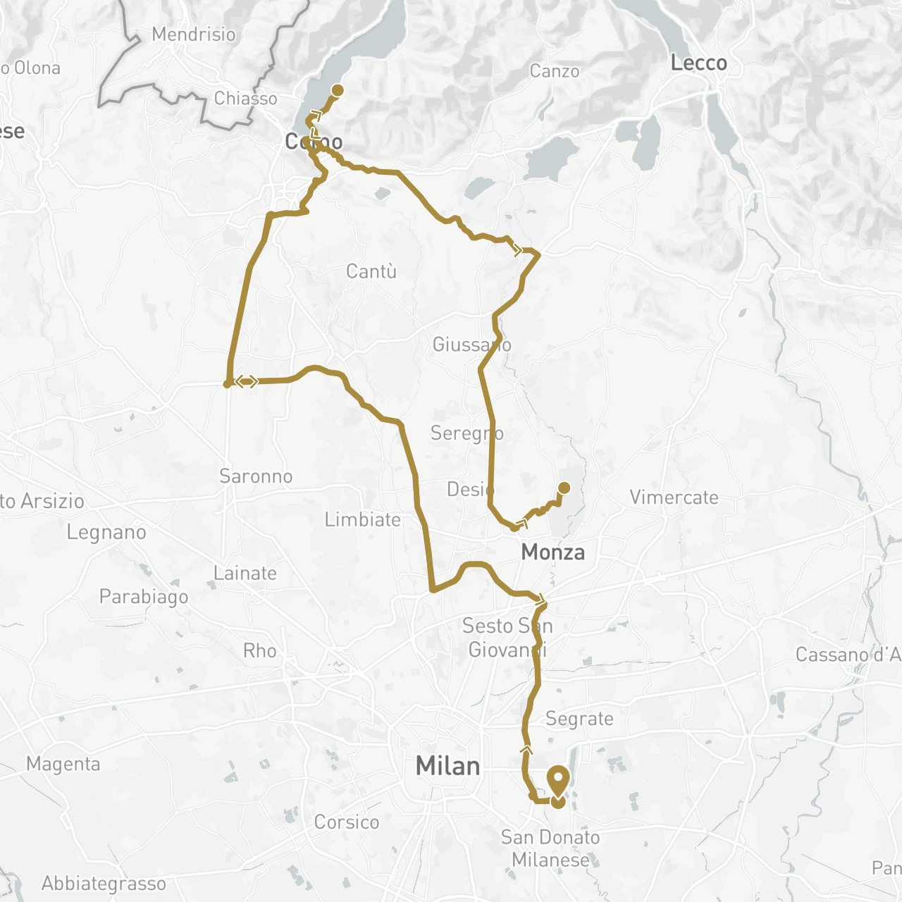 TravelMap itinerary: driving, private transfer in Italy (Europe)