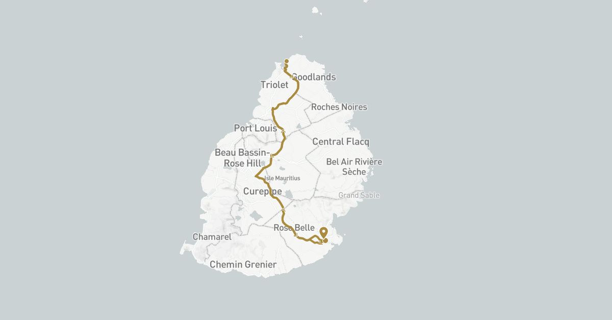 TravelMap itinerary: driving, private transfer in Mauritius (Africa)