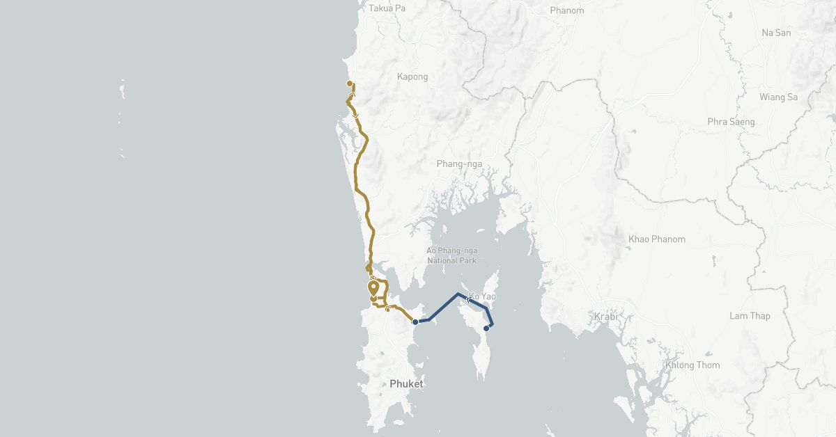 TravelMap itinerary: driving, private transfer, boat transfer in Thailand (Asia)