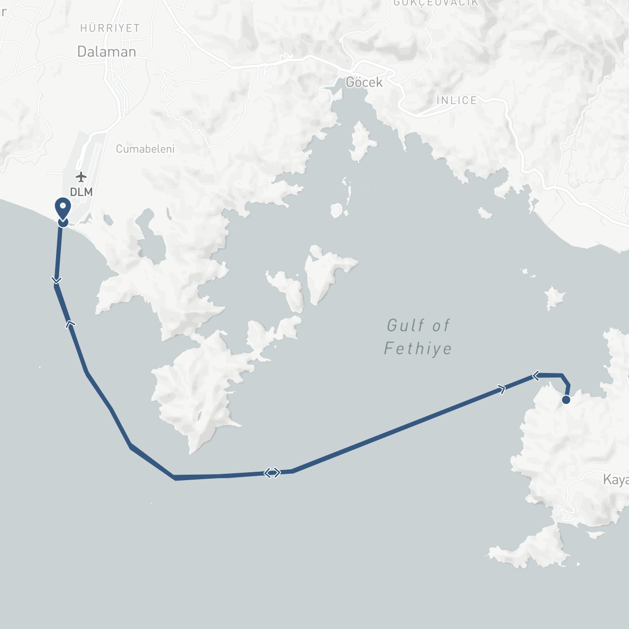 TravelMap itinerary: driving, boat transfer in Turkey (Asia)