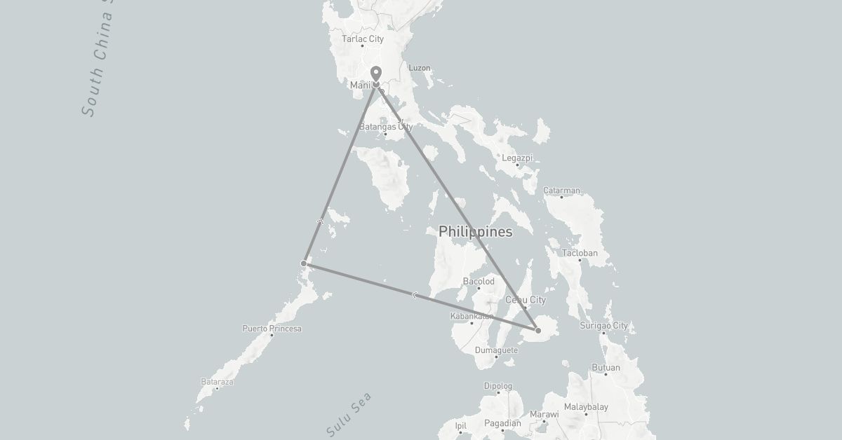 TravelMap itinerary: driving, plane in Philippines (Asia)