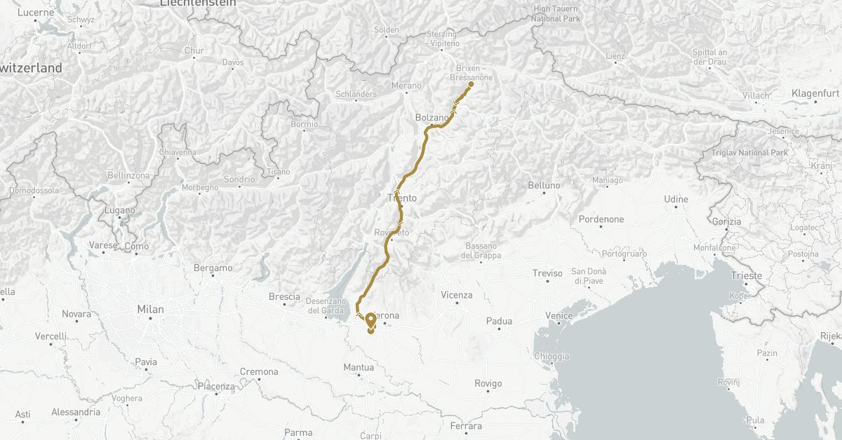 TravelMap itinerary: driving, private transfer in Italy (Europe)