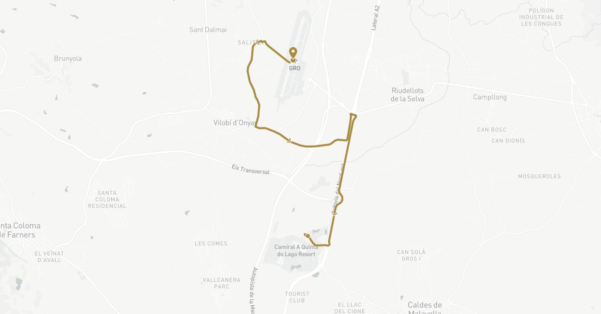 TravelMap itinerary: private transfer in Spain (Europe)
