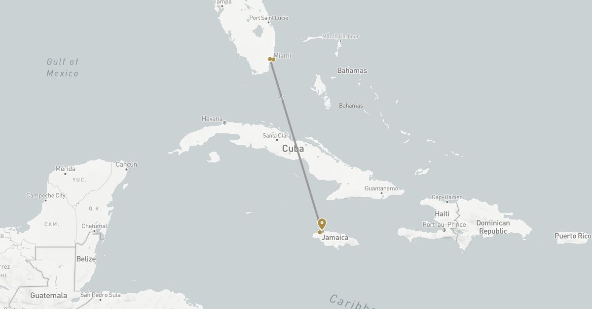 TravelMap itinerary: driving, plane, private transfer in Jamaica, United States (North America)