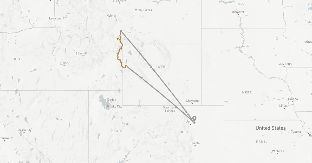 TravelMap itinerary: plane, private transfer in United States (North America)